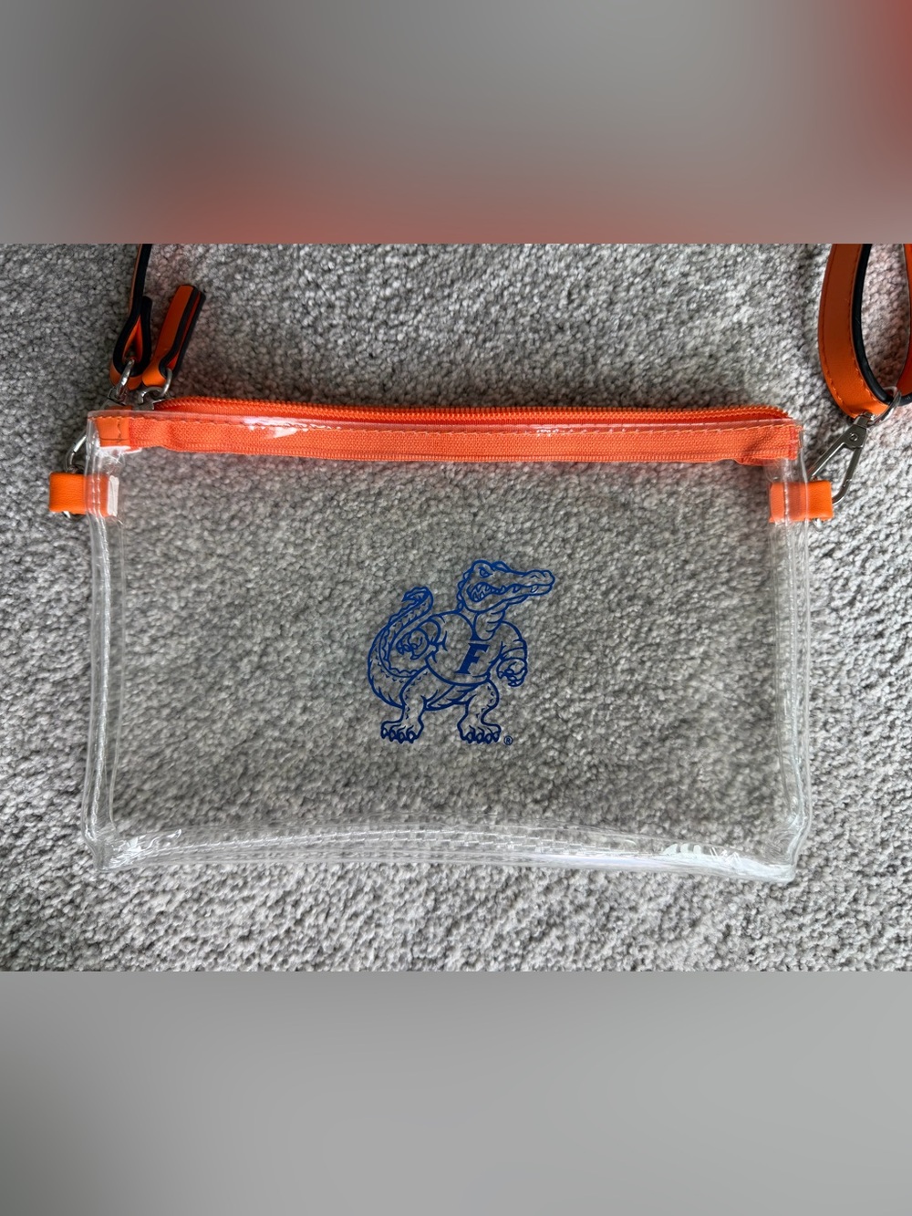 UF Gators Clear Stadium Crossbody Bag Orange Trim Game Day Approved Like New